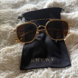 KREWE Gold Frame Sunglasses with Brown Lenses